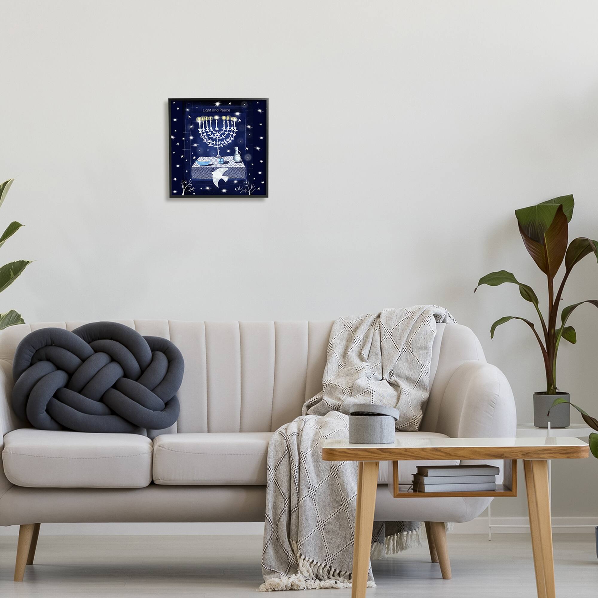 Stupell Industries Light & Peace Menorah Stars Framed Giclee Art